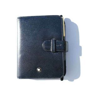 Montblanc men's black leather mini organizer folio